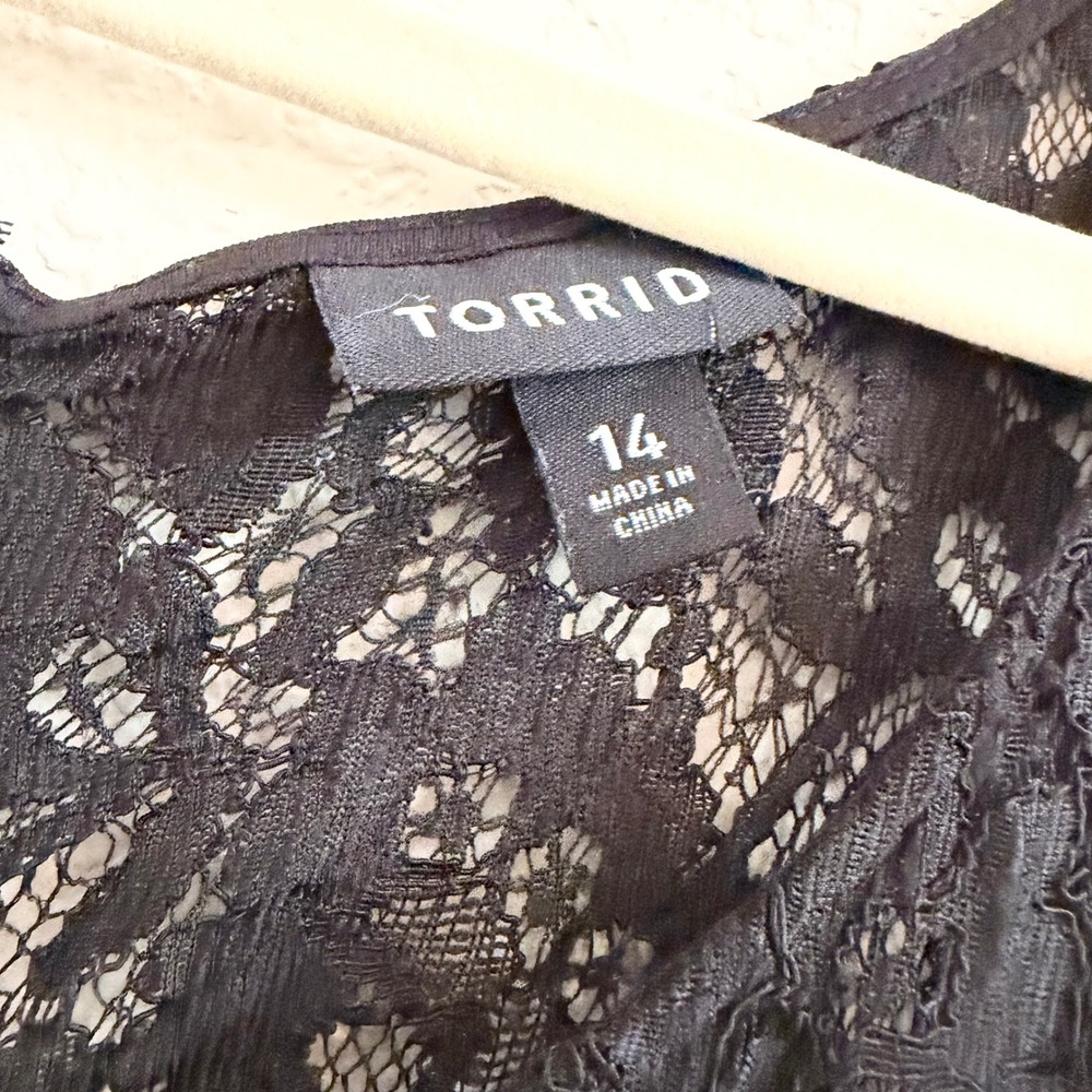 Torrid Womens 14 Black Lace Bodice Fit & Flare Cocktail Dress Sleeveless - Picture 4 of 12